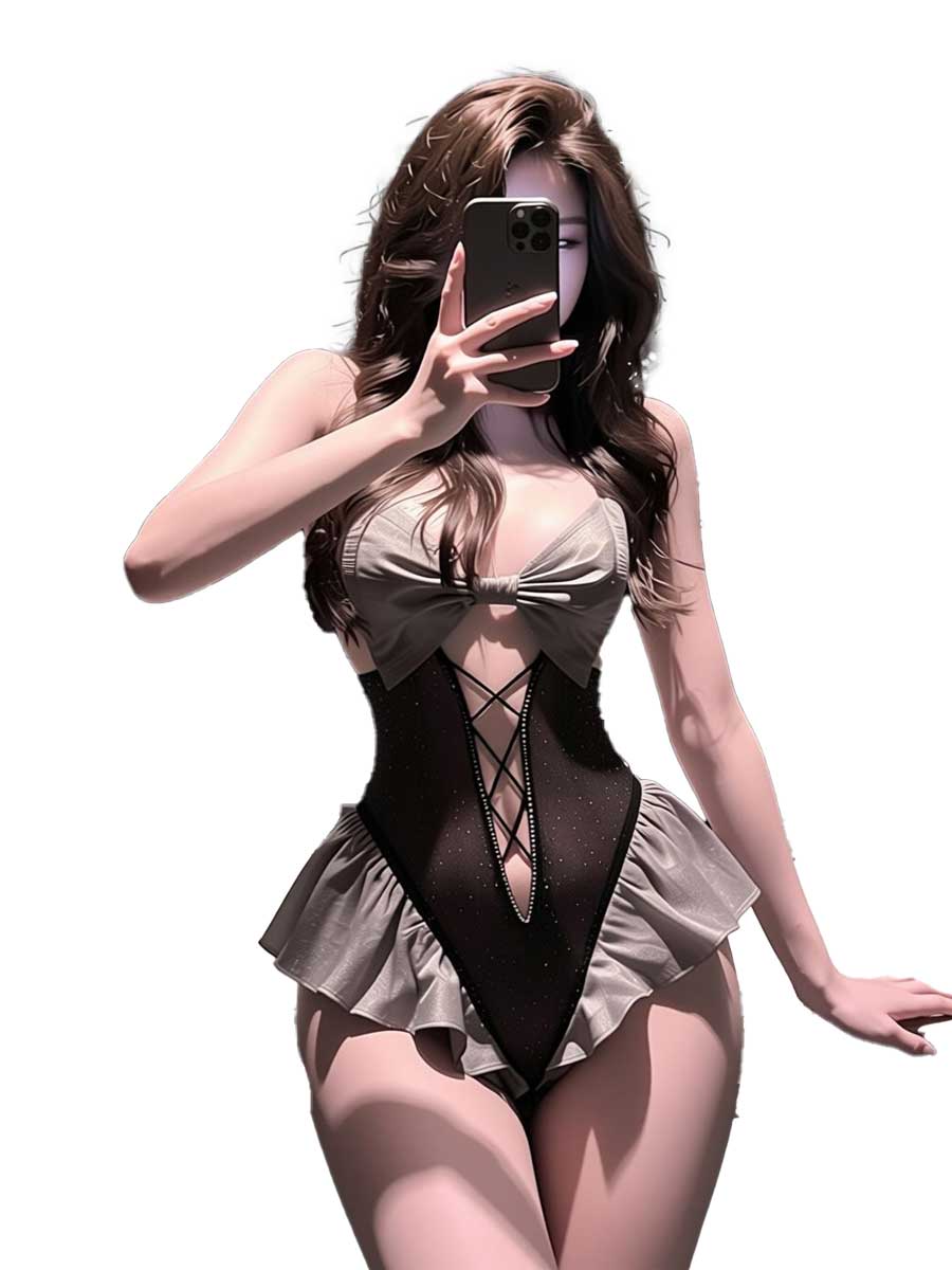 jimiko For Black Gray Ruffle M - Lace Teddy Lingerie 评论和价格