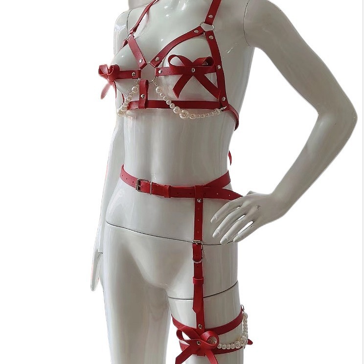 Sexy Leather Harness Women Set - Garter Belt Set 评论和价格
