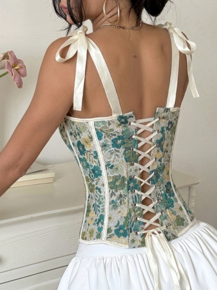 Shestyle Green Flower Bone Cor - Corset Waist Cinch 评论和价格